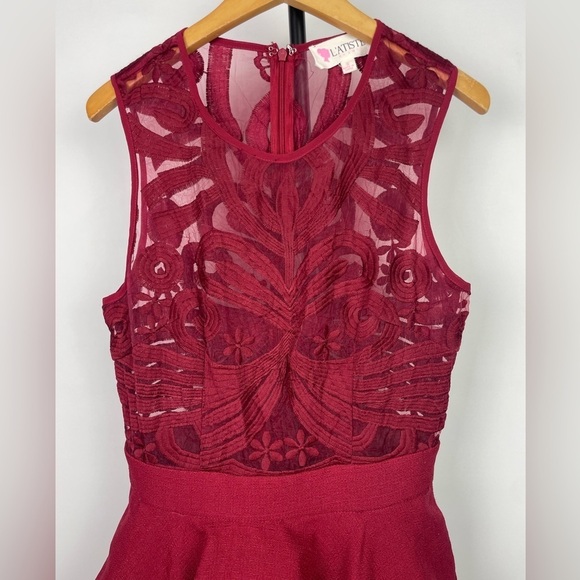 L’Atiste by Amy Red Embroidery Sheer Bust Tiered Skirt Dress - Picture 5 of 7